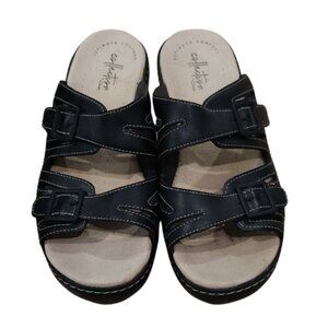 Clarks Collection Women's Black Adjustable Strap Sandals